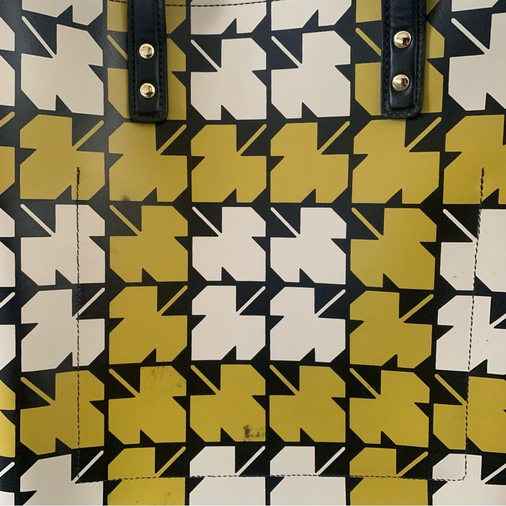 Orla Kiely Sycamore Leaf Printed Willow Tote Bag Leather Mustard Yellow - Picture 8 of 11